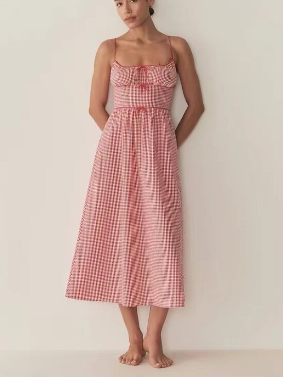 Doen Dresses & Skirts - DÔEN Belline Gingham Tie Midi-Dress